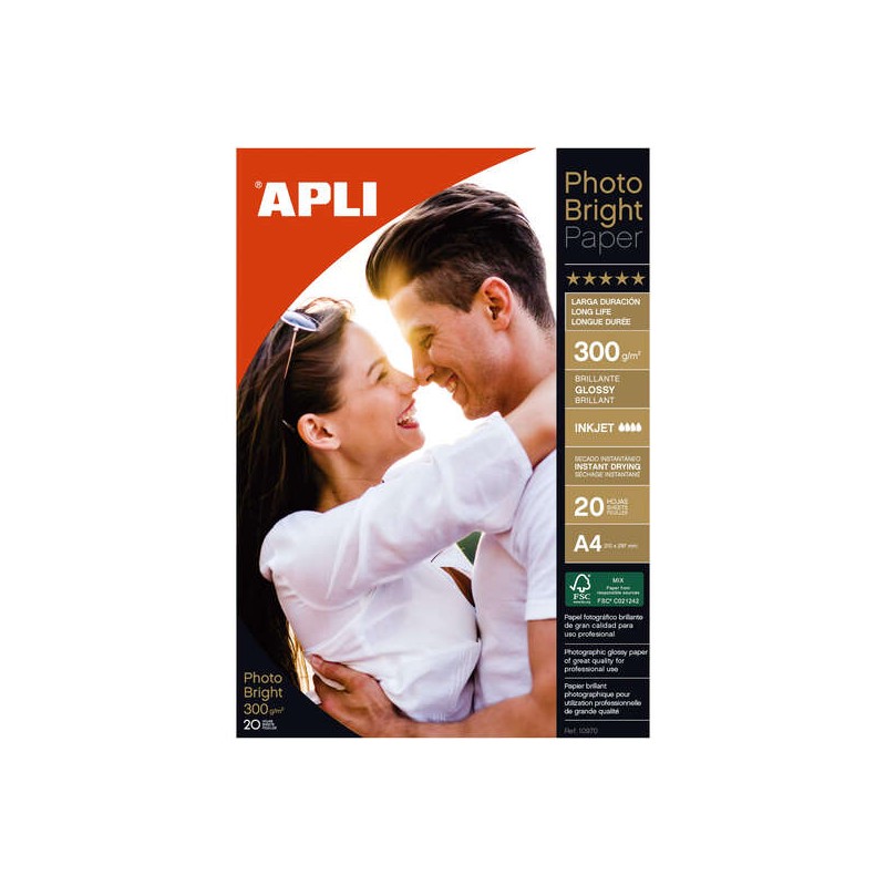 Apli Photobright Carta fotografica a lunga durata A4 300g 20 fogli