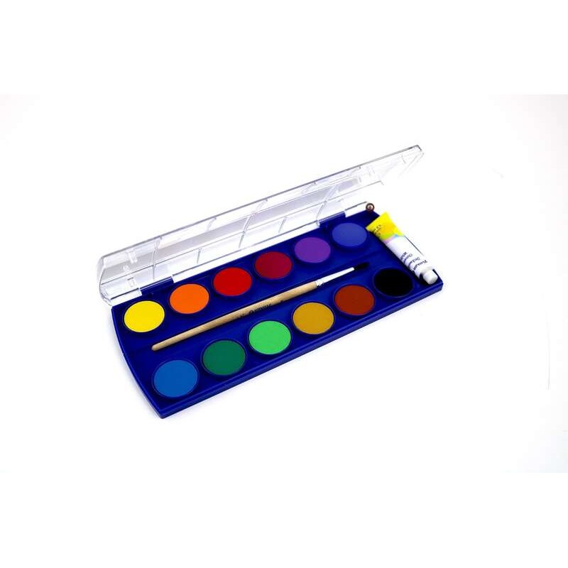 Pelikan Acquerelli Scolastici - 12 Colori - Acquerello Scolastico F355 - Confezione da 12 colori + 1 pennello - Facile d