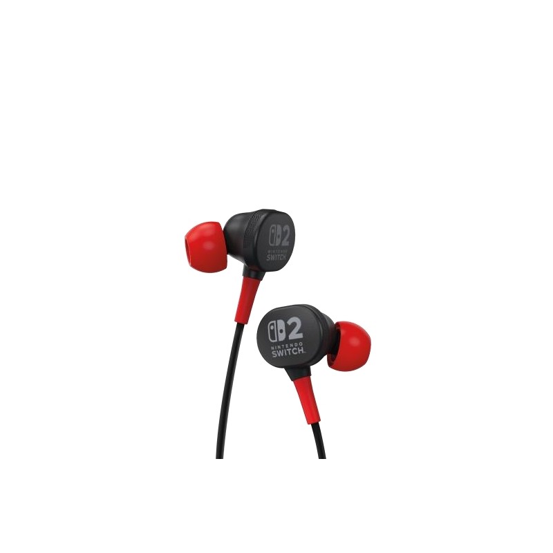 PowerA Cuffie intrauricolari per Nintendo Switch 2 - Microfono incorporato - Connessione jack da 3.5 mm - Colore nero/ro