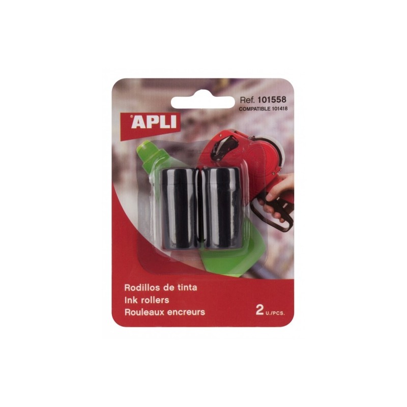 Apli Confezione da 2 cartucce d'inchiostro sostitutive per etichettatrici di prezzo - Nero - Compatibile con Apli 101418