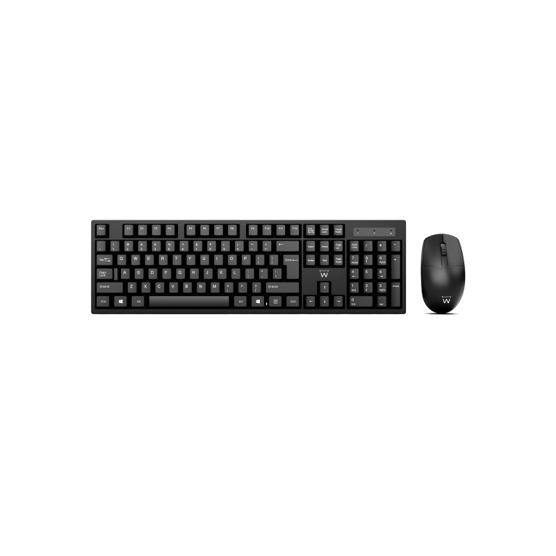 Ewent Pack Wireless 2.4hz KB+Mouse - Tastiera da ufficio - Ricevitore USB-A - 1 batteria AAA (inclusa) - Colore nero
