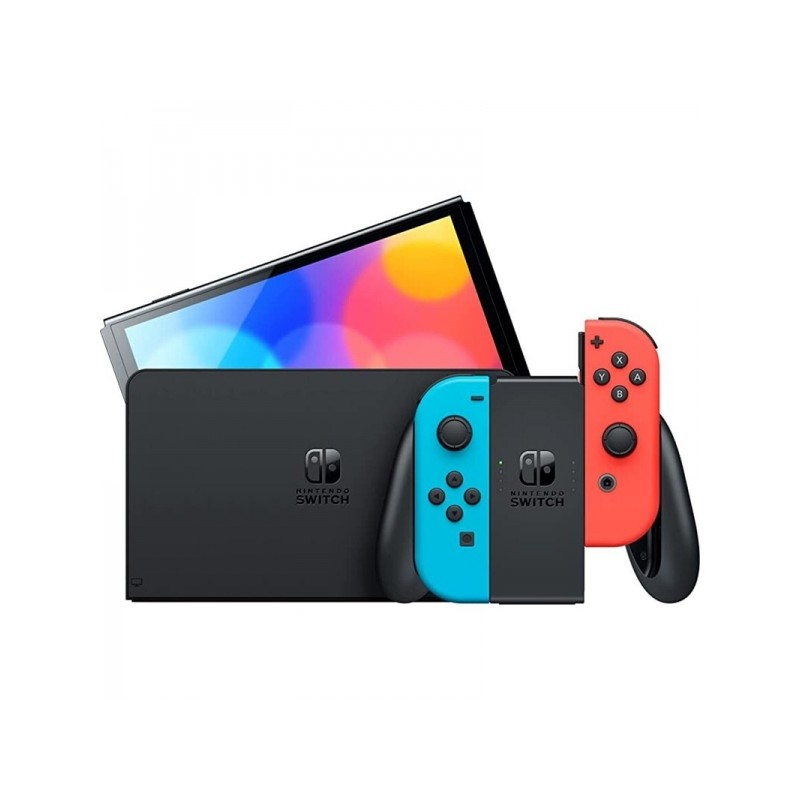 Console Nintendo Switch Oled Neon - Include supporto e 2 controller Joy-Con - Colore blu/rosso