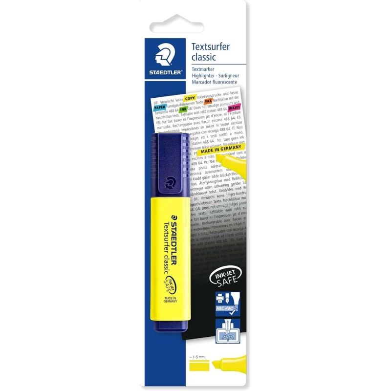 Marcatore fluorescente Staedtler Textsurfer Classic 364 - Punta smussata 1 - 5mm circa - Asciugatura rapida - Colore gia