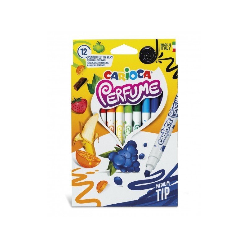 Penna Carioca Xplosion 12 - Inchiostro profumato e lavabile - Aromi naturali - Senza allergeni - Punta bloccata e conica