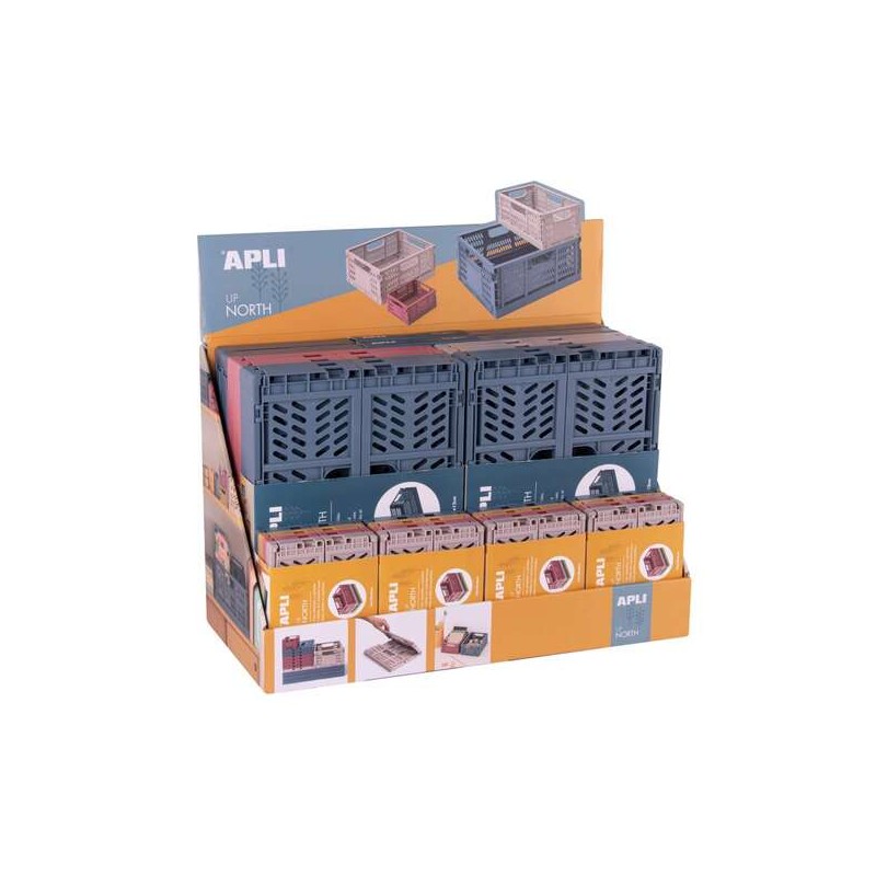 Apli Up North Display di 26 scatole di plastica pieghevoli e impilabili - 2x 43x29x16cm. 8x 29x21x21cm e 16x 14x10x6cm -