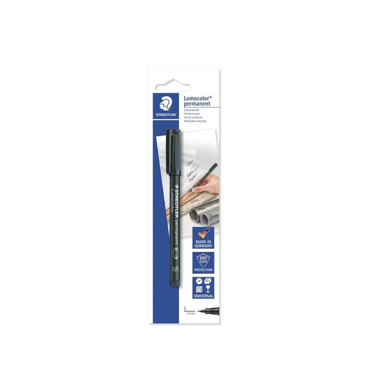 Staedtler Lumocolor Permanent 313 Marcatore permanente a punta fine - Linea 0.4 mm - Per quasi tutte le superfici - Asci