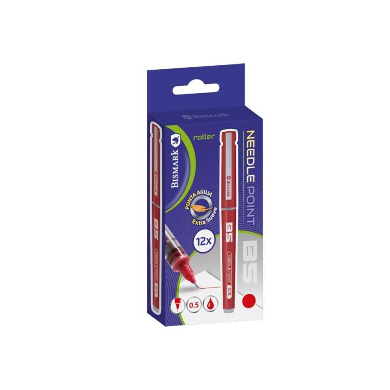 Penna a sfera a inchiostro liquido Bismark Needlepoint - Scrittura scorrevole - Alta precisione - Colore rosso