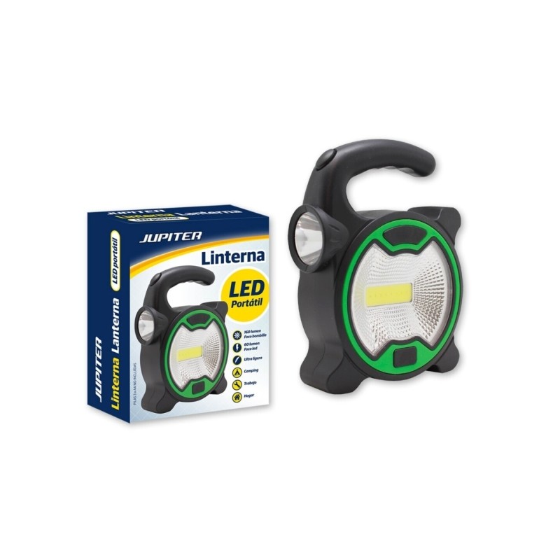 Torcia LED Jupiter COB+1 - Faretto a lampadina da 160lm. faretto a LED da 60lm - Alimentato da 3 batterie AA (non inclus