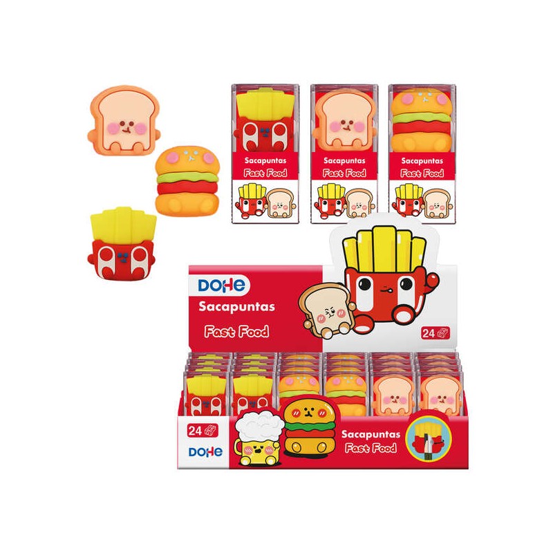 Espositore Dohe da 24 temperamatite - 1 foro e lama in acciaio - Con forma di cibo