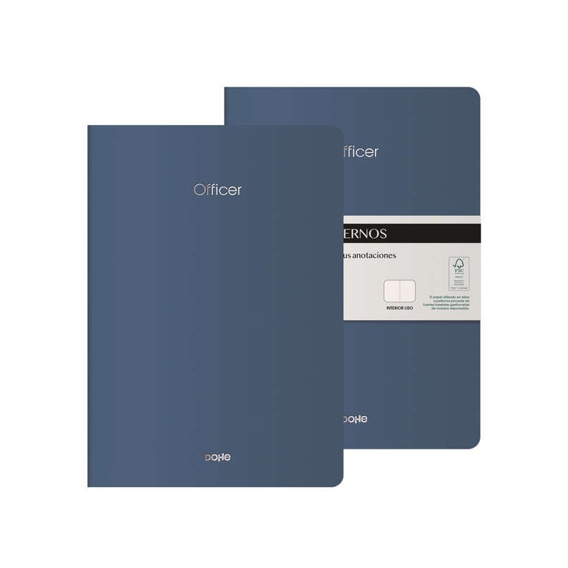 Dohe Taccuino Ufficiale A4 40 fogli a righe - Carta tamponata 90 g/m2 - Copertina in cartoncino 300g/m2 - Colore Blu
