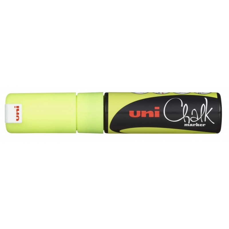 Marcatore a gesso liquido Uni-ball PWE-8K - Punta smussata 8 mm - Cancellazione a umido - Resistente alla pioggia e agli