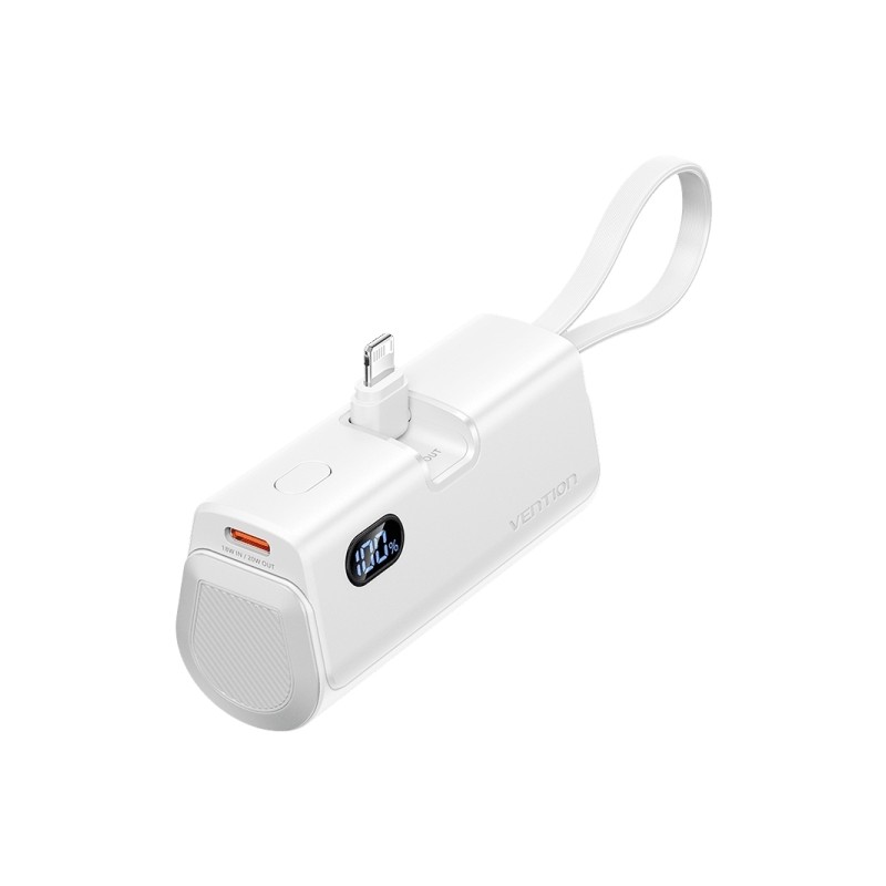 Vention PowerBank 4800mAh - Lightning - Carica rapida 22.5W - Connettore pieghevole - Bianco - Colore bianco