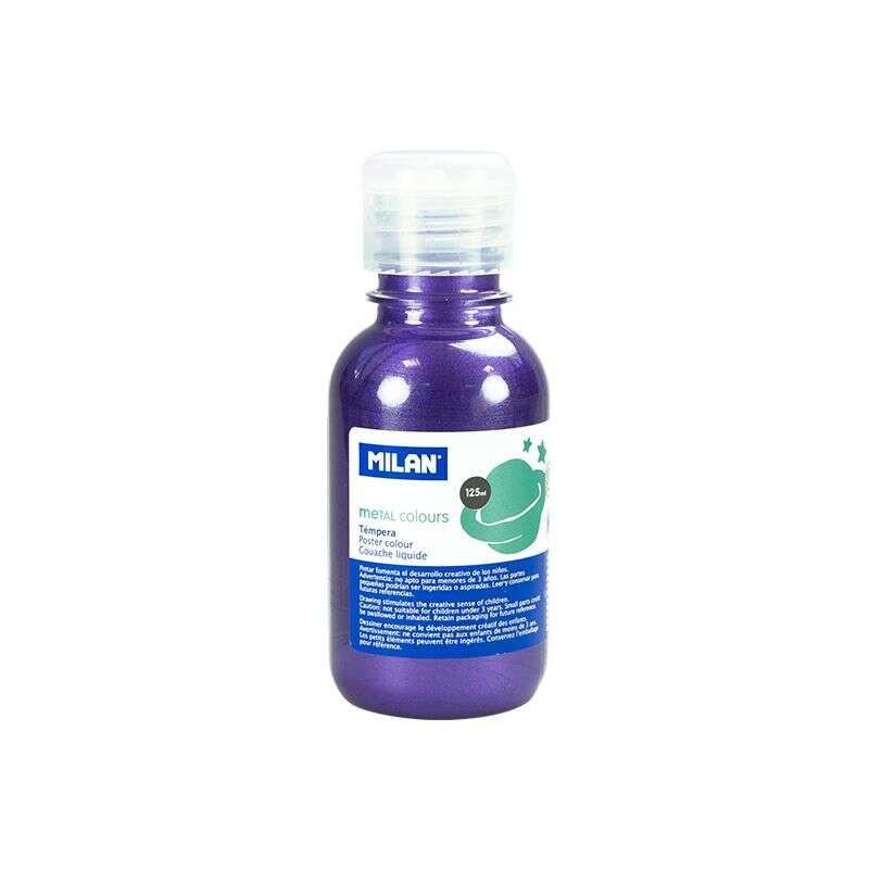 Bottiglia di tempera Milano da 125 ml - Tappo dosatore - Asciugatura rapida - Mescolabile - Colore lilla metallizzato