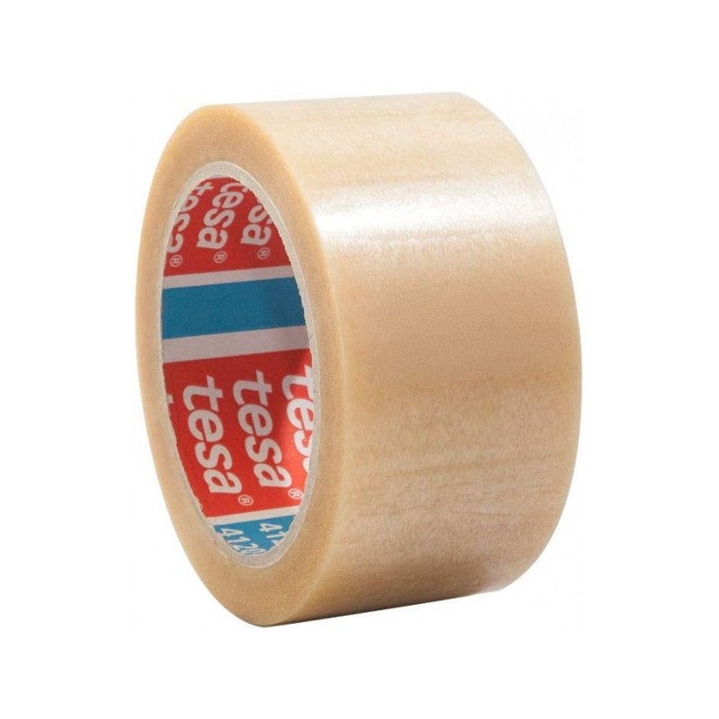 Tesa 4120 Nastro da imballaggio standard 50mm x 66 metri - In PVC - Adesivo in gomma naturale - Trasparente