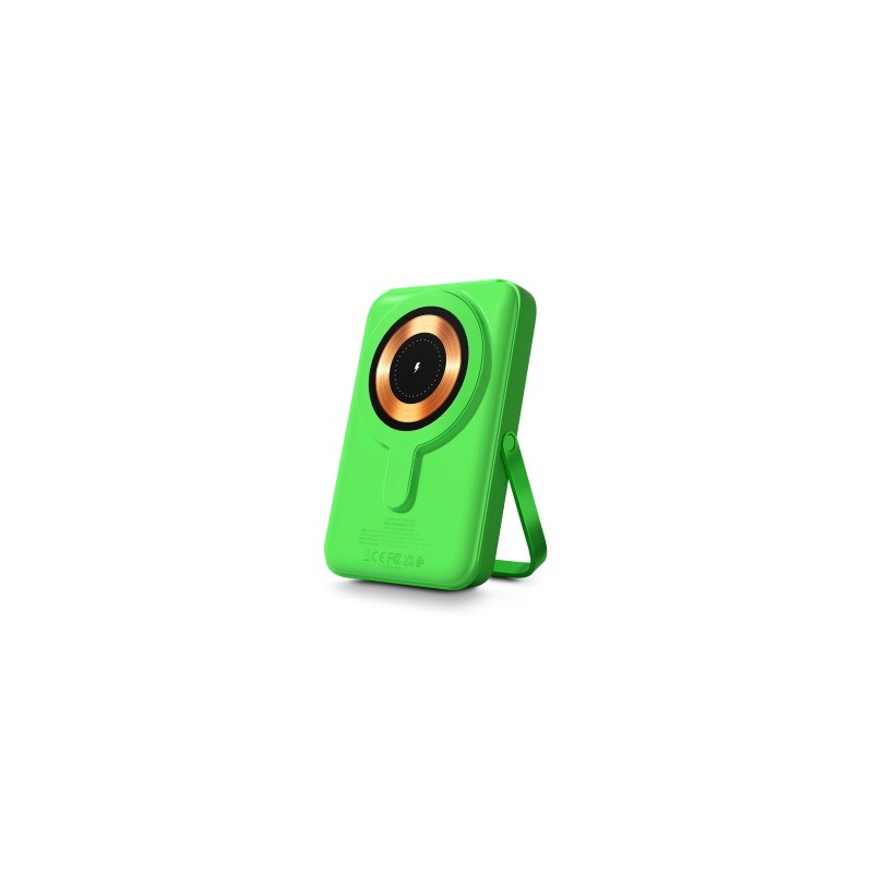 Urban Factory Magnee Powerbank Universale 10000mAh - Ingresso USB-C - Uscita USB-C. USB-A e Wireless - Colore verde neon