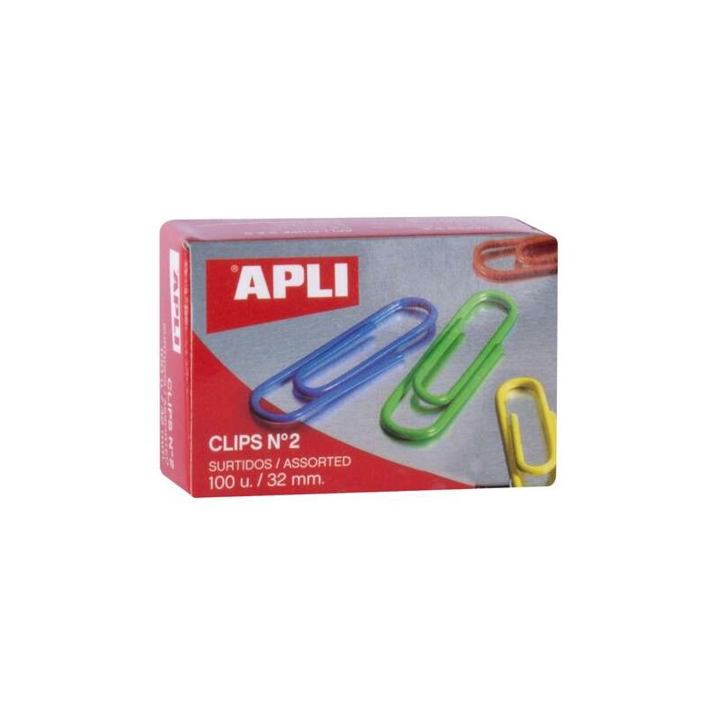 Apli Confezione da 100 graffette nº2 32 mm - Colori assortiti