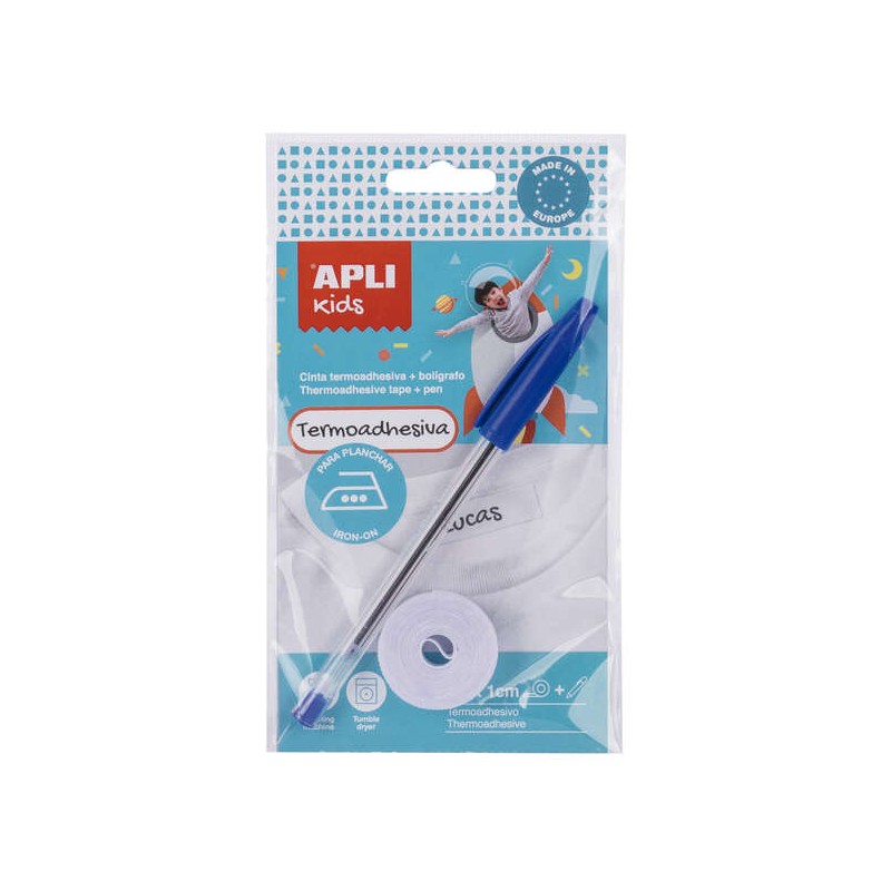 Nastro adesivo Apli per marcare i vestiti - 10mmx2m - 70% poliestere e 30% cotone - resistente alla lavatrice e all'asci