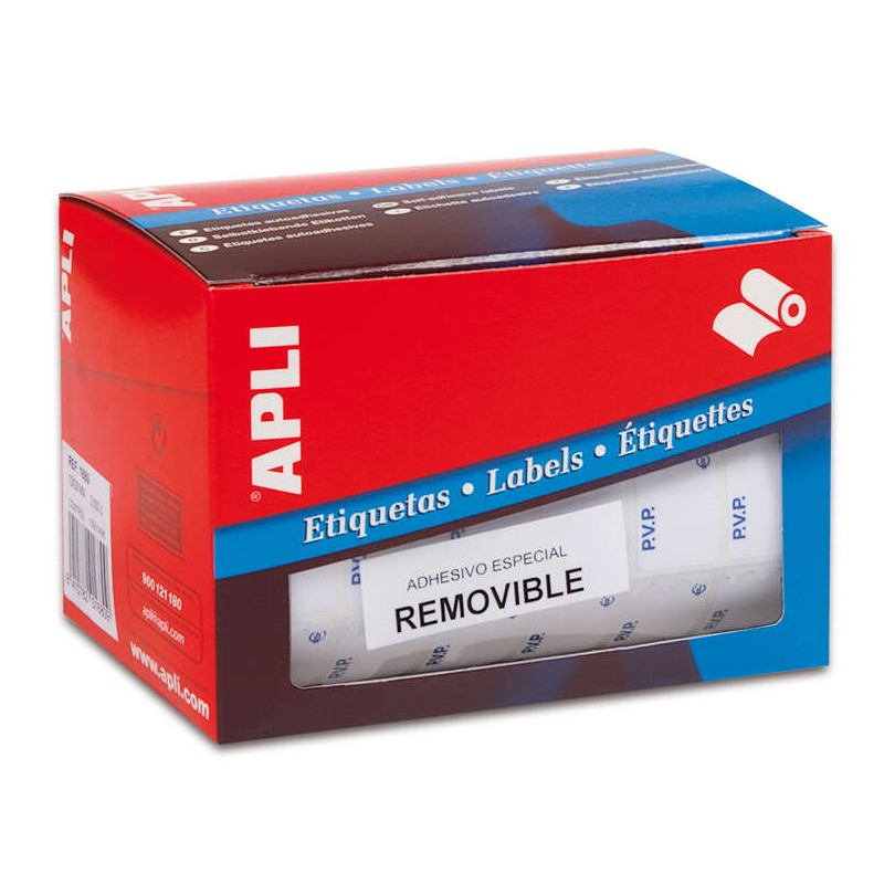 Rotolo di 2.520 etichette in PVP 16x22 mm - Testo prestampato con acronimi in PVP - Adesivo rimovibile - Colore bianco