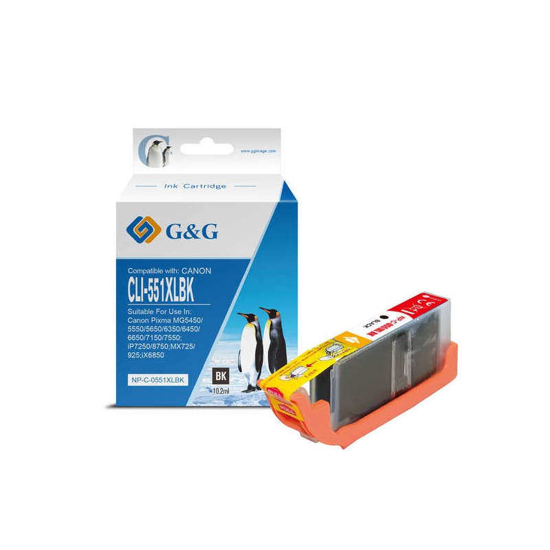 GeG Canon CLI551XL Cartuccia d'inchiostro nera generica - Sostituisce 6443B001/6508B001