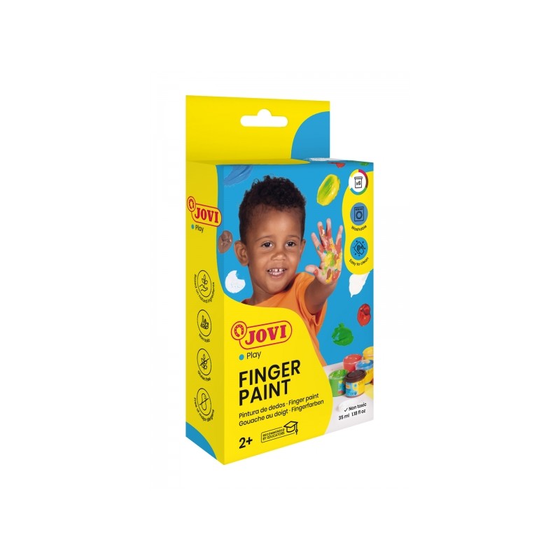 Jovi Finger Paint Set di 6 flaconi Finger Paint - Colori miscelabili - Texture gel - Lavabile - Senza glutine - Non toss