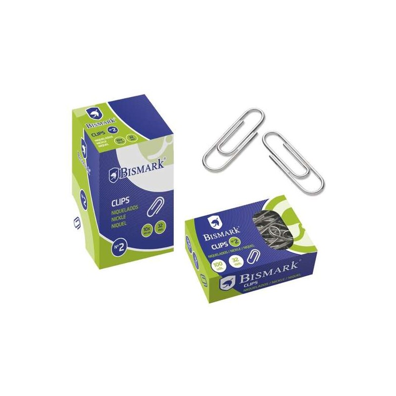 Confezione da 100 clip Bismark n. 2 32 mm - nichelate