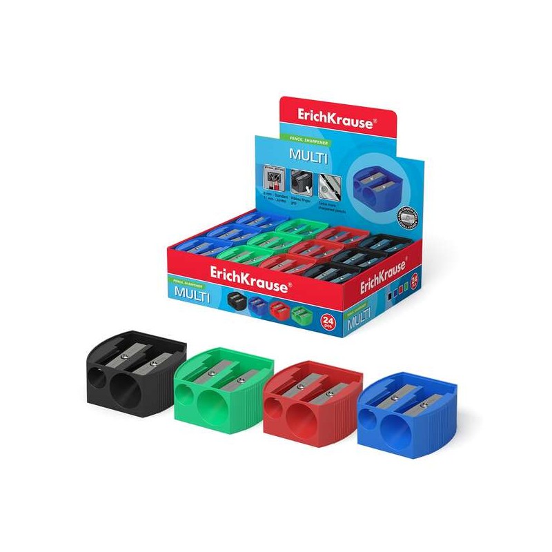 Erichkrause Multi - Temperamatite in plastica con due fori - Diametri 8mm e 11mm - Colori assortiti
