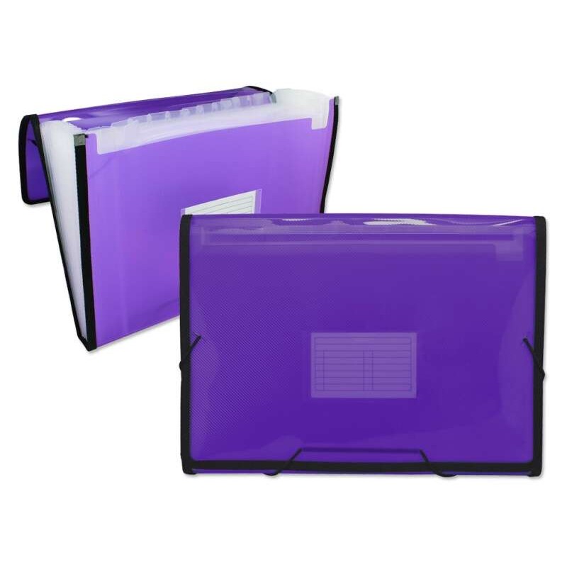 Ingraf Folder Telaio Cartella a soffietto 13 Formato A4 - Polipropilene traslucido - Gomma e lembi - Colore viola