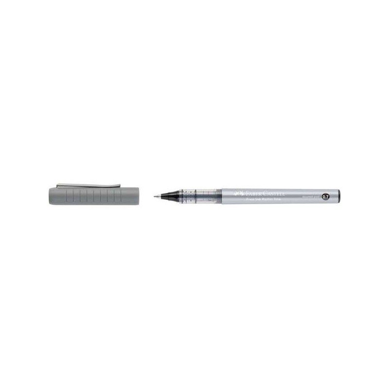 Penna a sfera Faber-Castell Roller Free Ink - Punta conica da 0.7 mm - Riga fine - Clip in metallo - Colore nero