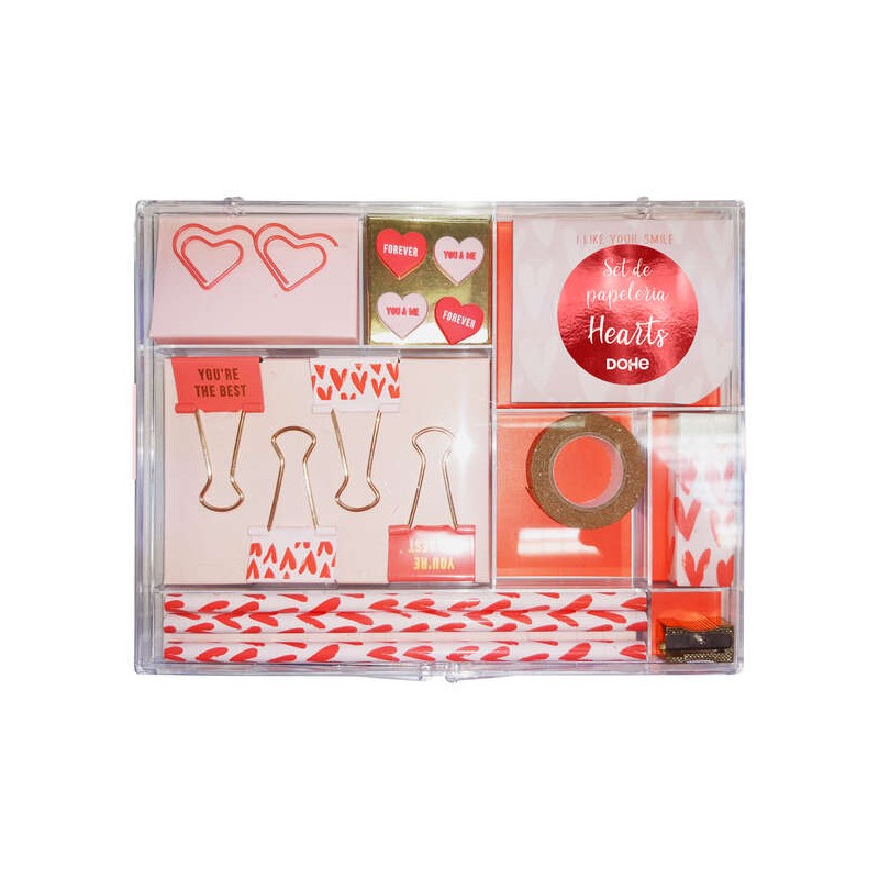 Set regalo di cancelleria Dohe - Include blocco note 80 fogli 80x65mm - graffette sagomate 36x28mm - pinzette 32mm - pun