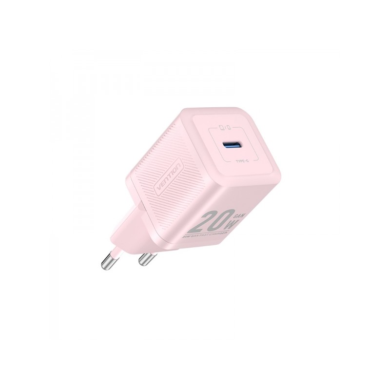 Caricatore da parete Vention GaN USB-C 20W - Carica rapida UE - Colore rosa