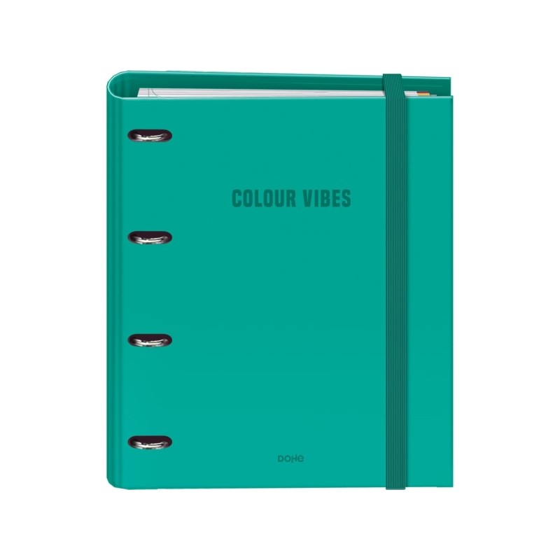 Dohe Colour Vibes Raccoglitore a 4 anelli misto 35 mm - Formato A4 - 4 divisori e busta in polipropilene - Colore verde