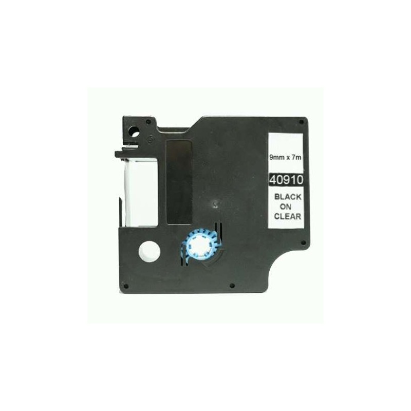 Dymo D1 40910 Nastro generico per stampanti di etichette - Testo nero su sfondo trasparente - Larghezza 9 mm x 7 metri -