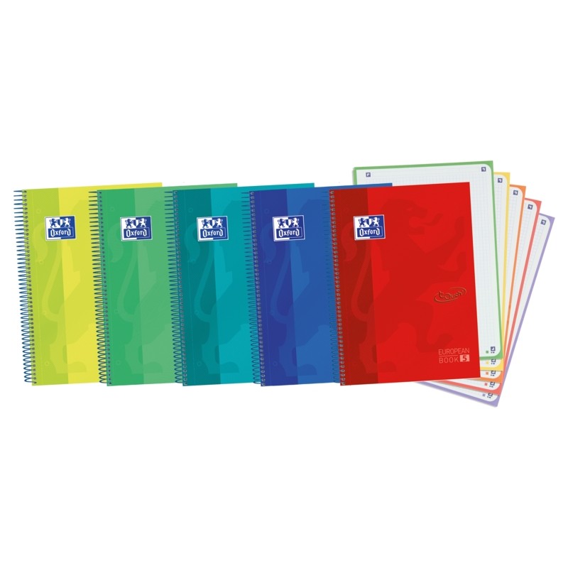 Oxford School Touch A4+ Europeanbook - Copertina rigida - 120 fogli colorati - Griglia 5x5 - Oxford School Touch A4+ Eur