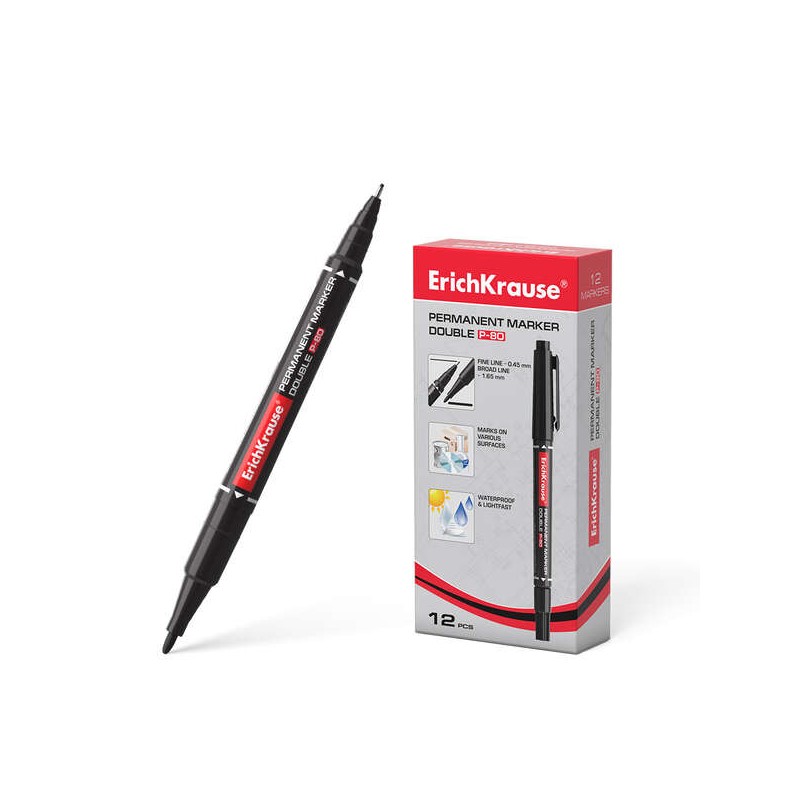 Marcatore permanente bifacciale Erichkrause Double P-80 - Universale e Fineliner 2 in 1 - Inchiostro a base di alcol res