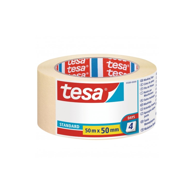 Nastro per pittori Tesa Standard 50mm x 50m - In carta - Senza solventi - Non lascia residui