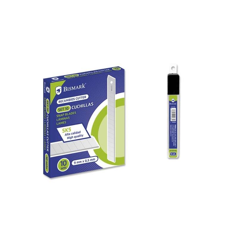 Bismark Blister di 10 lame di ricambio in acciaio di alta qualità - Dimensioni 9mmx0.5mm - Acciaio SK5
