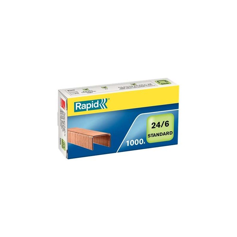 Rapid Confort Confezione da 1000 punti metallici 24/6 - Fino a 20 fogli - Filo flessibile ramato - Pin da 6 mm
