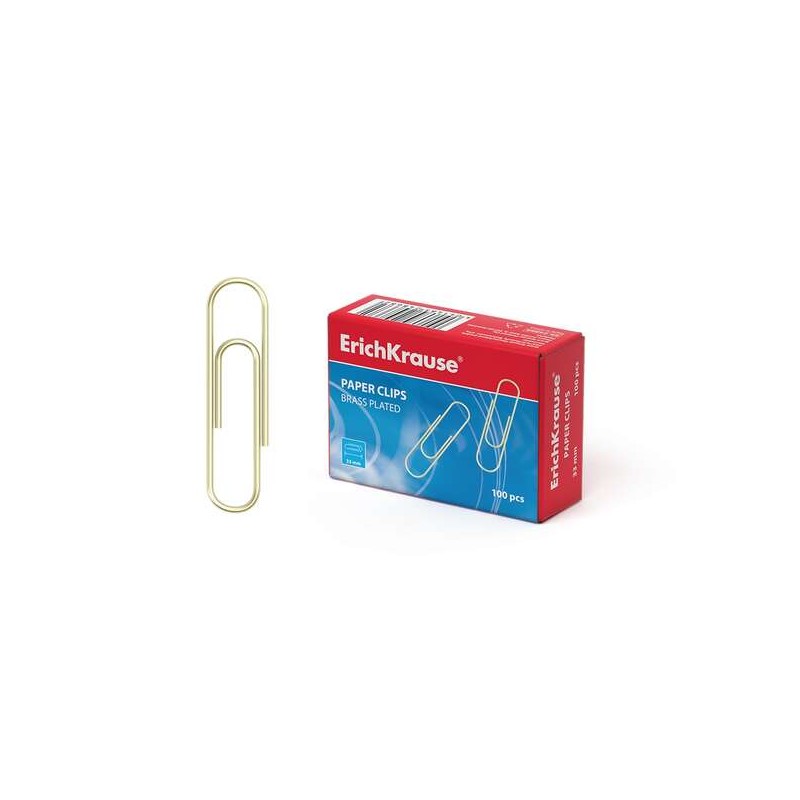 Erichkrause Scatola di 100 clip da 33 mm - Ottone placcato - Alta resistenza e durata - Resistente alla corrosione - Col