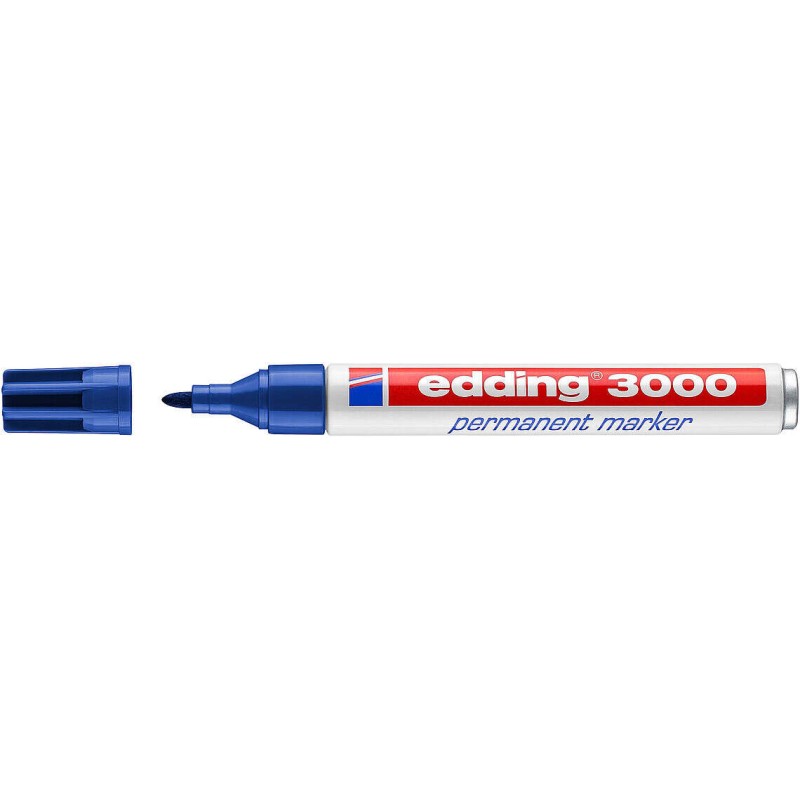 Marcatore permanente Edding 3000 - Rotondo 1.5 mm - Linea da 1.5 a 3 mm - Ricaricabile - Asciugatura rapida - Colore blu