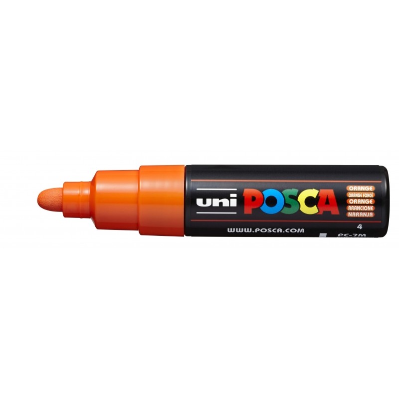 Posca PC-7M Pennarello - Punta a proiettile 4.5-5.5 mm - Inchiostro a base d'acqua - Resistente alla luce - Colore aranc