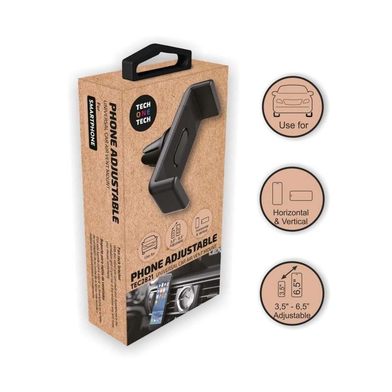 TechOneTech Supporto da auto per smartphone da 3.5 a 6.5 - Meccanismo a morsetto - Posizionamento orizzontale e vertical