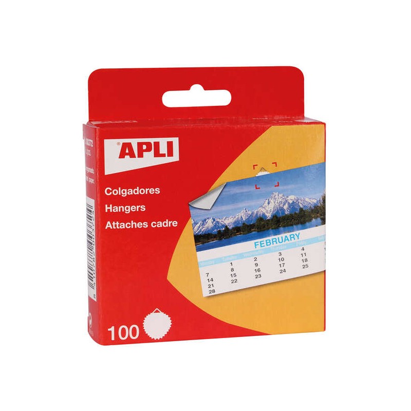 Apli Gummed Paper Hangers Round Ø 30mm - Bordo a stella - Triangolo di supporto in metallo - Adesivo bianco per uso int
