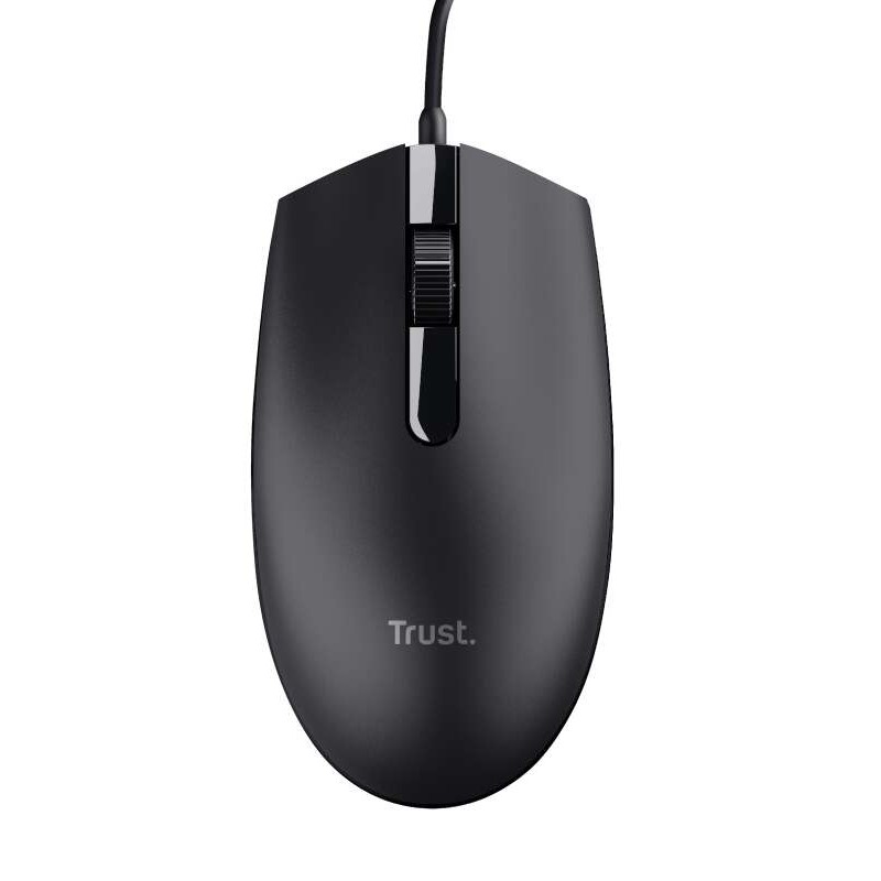 Trust Basi Mouse USB 1200dpi - 3 pulsanti - Utilizzo ambidestro - Cavo da 1.60 m - Nero - Colore nero