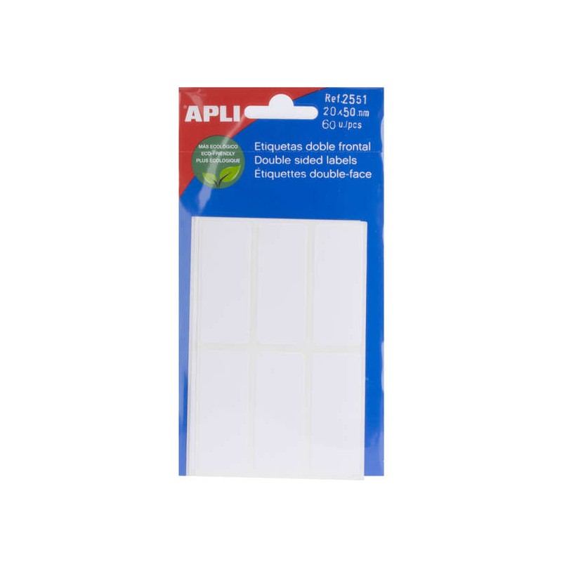 Etichette Apli doppio fronte bianco 20.0 x 50.0 mm