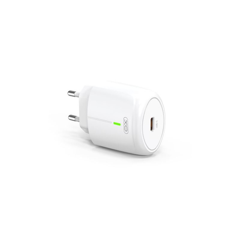 Caricabatterie rapido XO 20W - Porta di tipo C - Carica +50% in 30 minuti - Protezione da sovratensione - Colore bianco