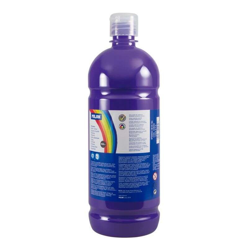 Tempera Milano Flacone 1000ml - Tappo dosatore - Asciugatura rapida - Miscelabile - Colore Viola