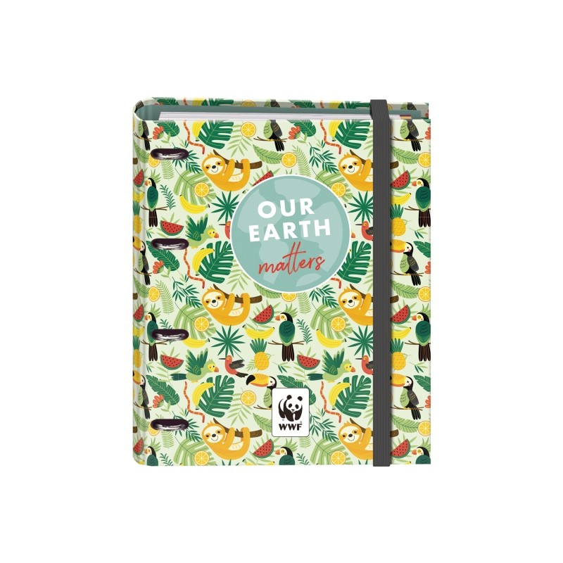 Dohe WWF Tropic 4 Ring Binder 35mm ad anelli misti con 100 fogli di ricarica - Formato Folio - Chiusura gommata - Includ