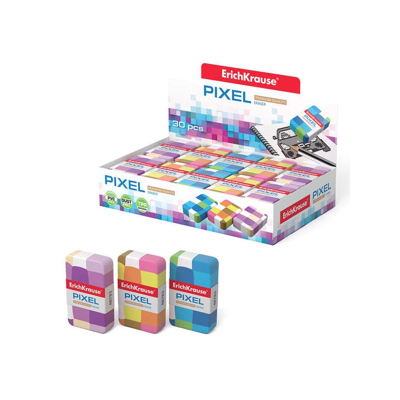 Gomma morbida a forma di Pixel Classic di Erichkrause - In gomma termoplastica - Senza PVC - Colori assortiti