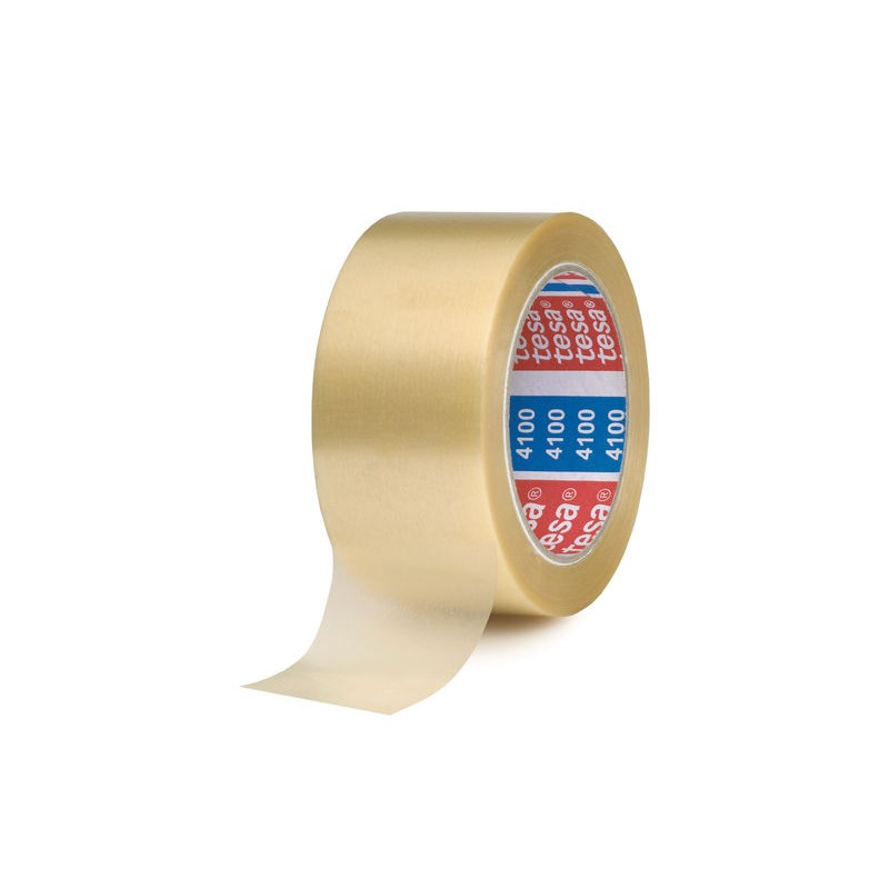 Tesa 4100 Nastro da imballaggio per impieghi gravosi 50 mm x 66 metri - PVC ruvido - Adesivo forte - Trasparente