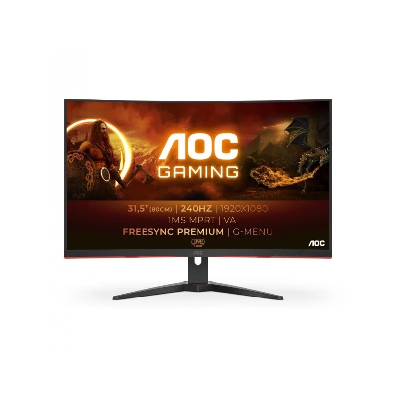 Monitor AOC G4 31.5 curvo 1500R LED VA FullHD 240Hz - FreeSync Premium - Risposta 1ms - Angolo di visione 178° - HDMI. 